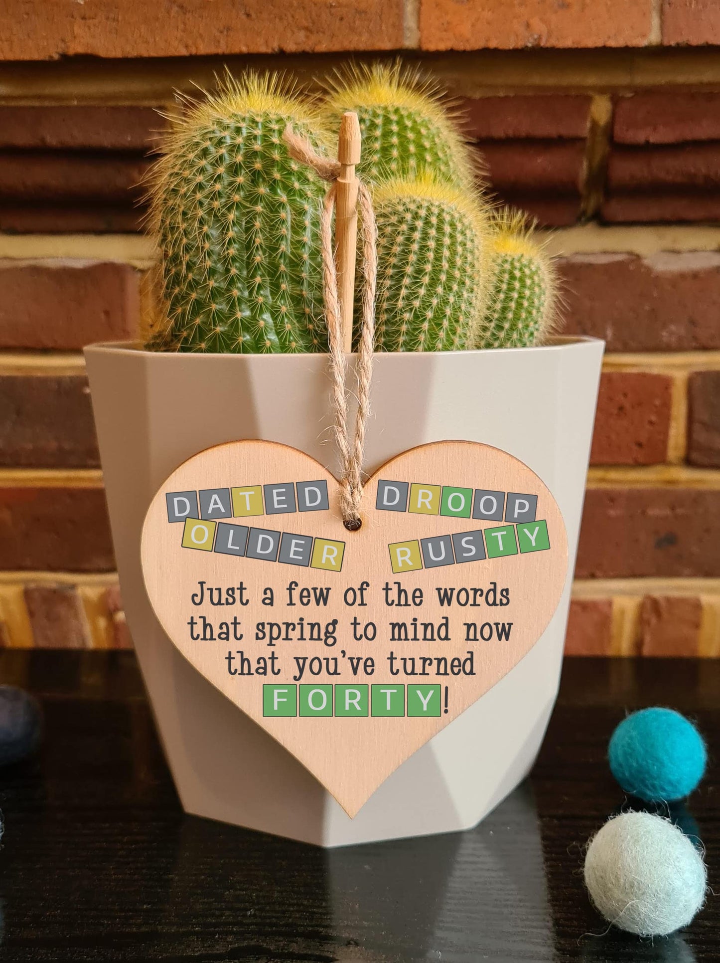 The Plum Penguin Handmade Wooden Hanging Heart Plaque Gift Happy Birthday Forty Funny Wordle Just a few words that spring to mind