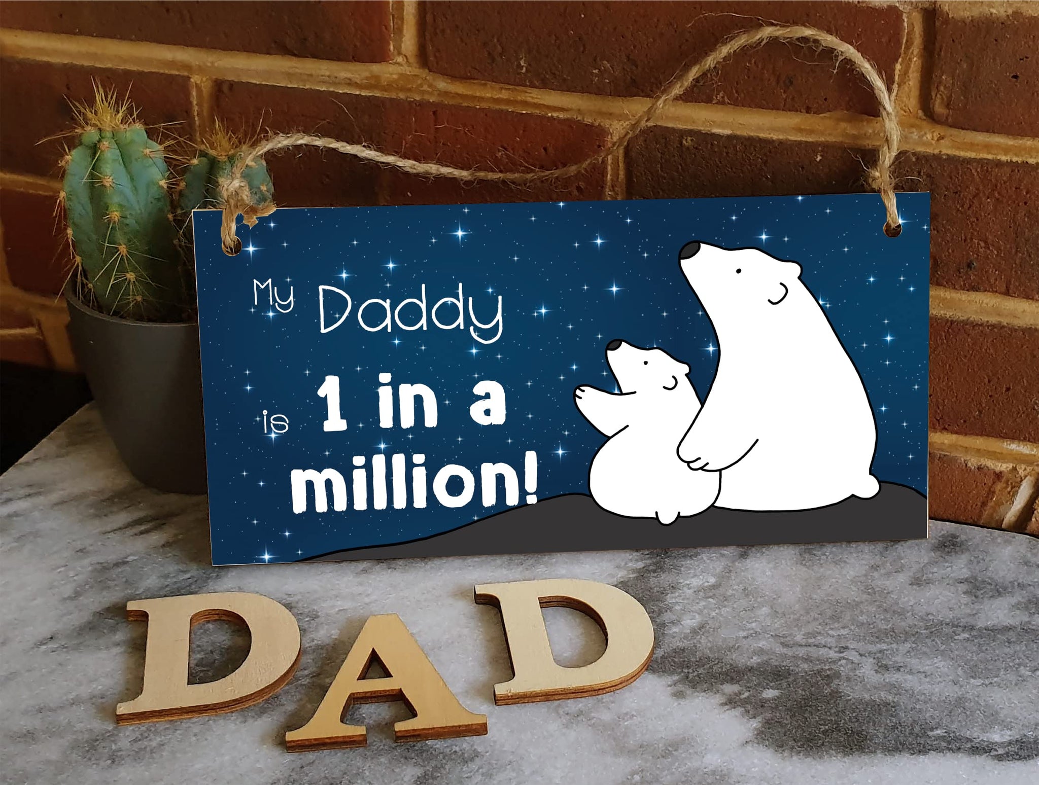The Plum Penguin Handmade Wooden Hanging Wall Plaque My Daddy is 1 in a Million Decorative Sentimental Gift Father's Day Man Cave