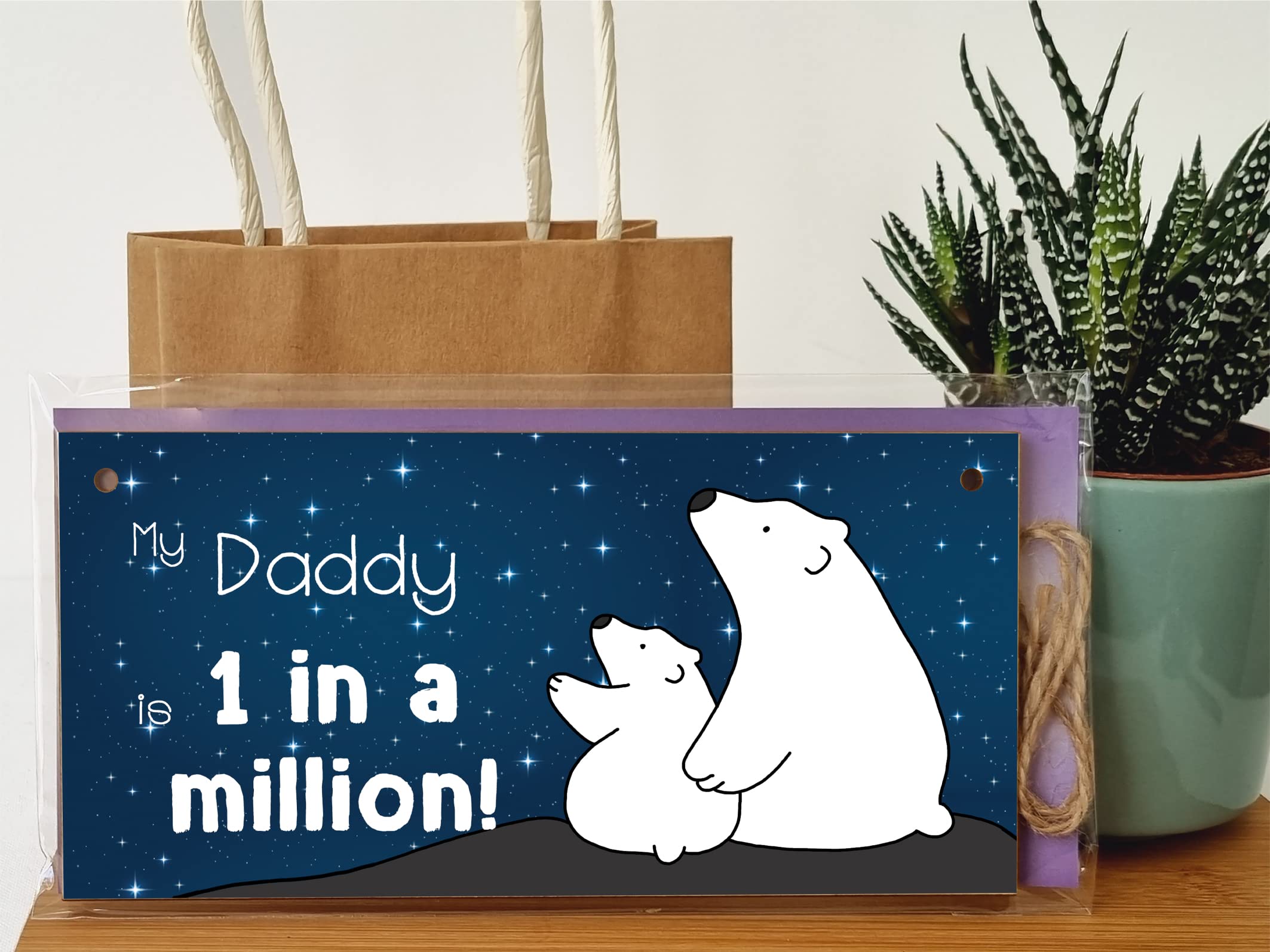 The Plum Penguin Handmade Wooden Hanging Wall Plaque My Daddy is 1 in a Million Decorative Sentimental Gift Father's Day Man Cave