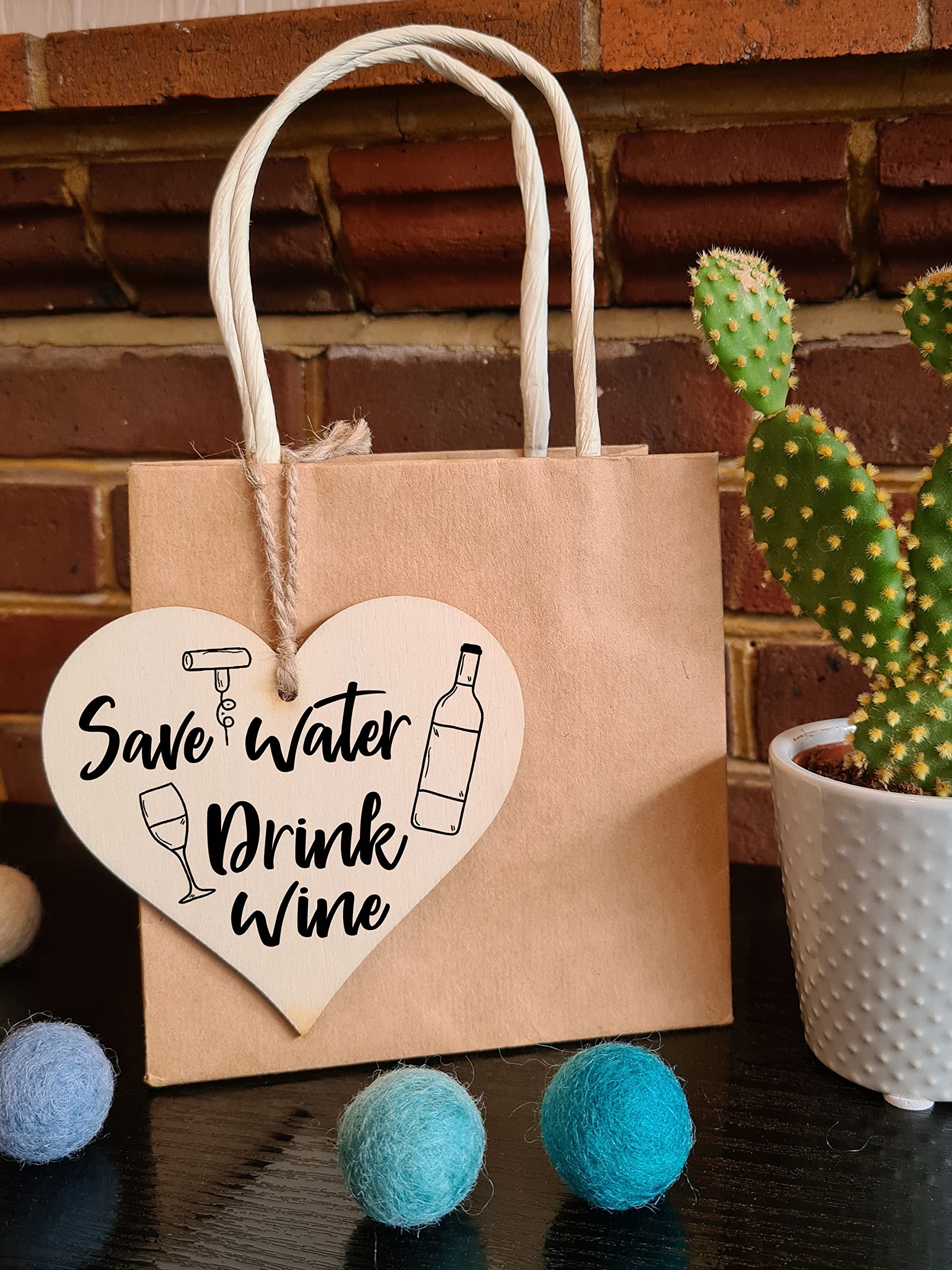 Handmade Wooden Hanging Heart Plaque Gift Perfect for Wine Lovers Novelty Funny Keepsake