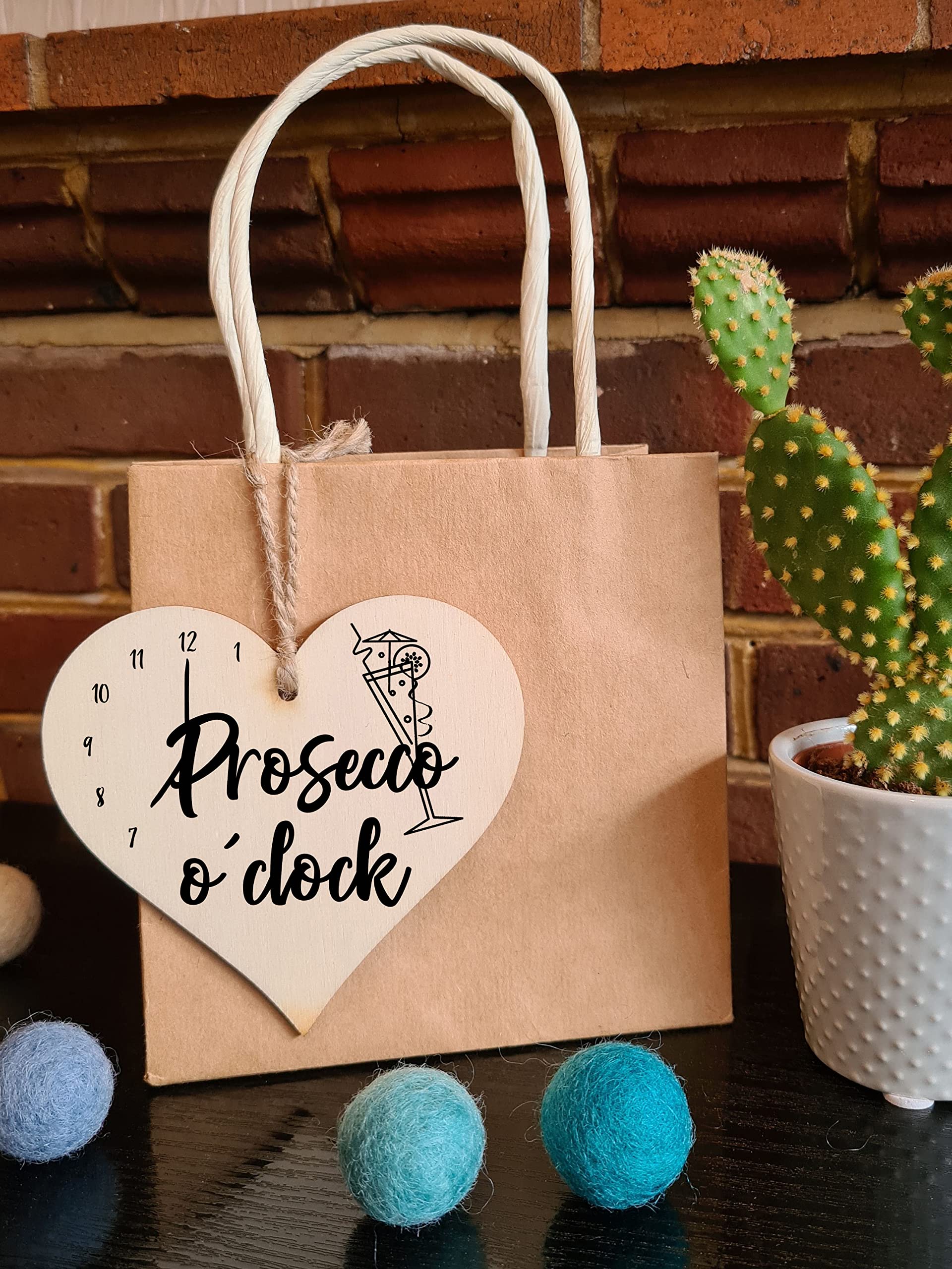 Handmade Wooden Hanging Heart Plaque Gift Perfect for Prosecco Lovers Novelty Funny Keepsake