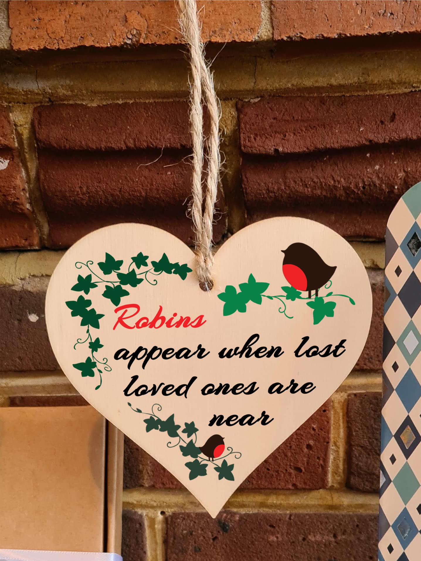 Handmade Wooden Hanging Heart Plaque Gift to Remember Lost Loved Ones