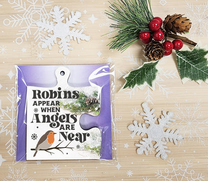 The Plum Penguin Christmas Hanging Jigsaw Puzzle Piece Gift Tag Robins Appear Angels Rememberance Bauble Ornament