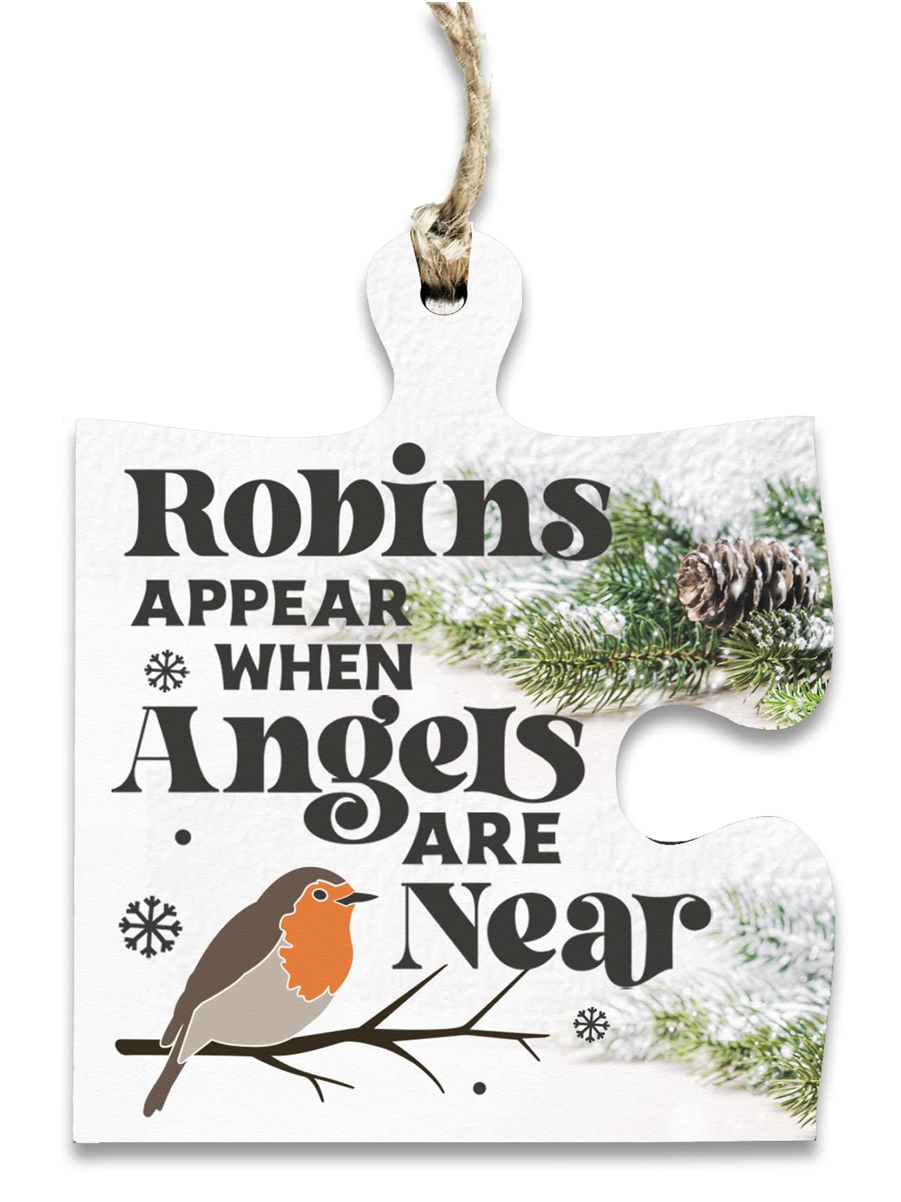 The Plum Penguin Christmas Hanging Jigsaw Puzzle Piece Gift Tag Robins Appear Angels Rememberance Bauble Ornament