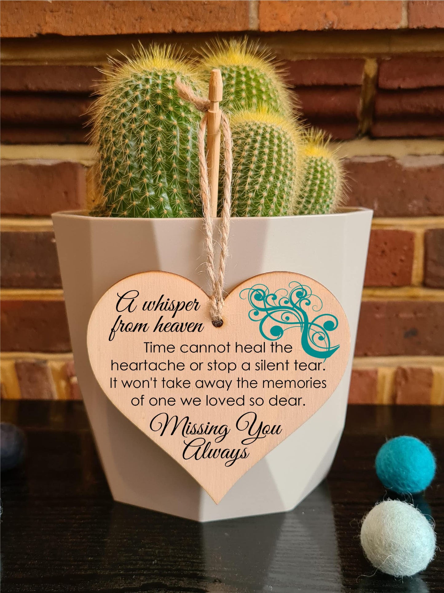 Handmade Wooden Hanging Heart Plaque Gift to Remember Lost Loved Ones