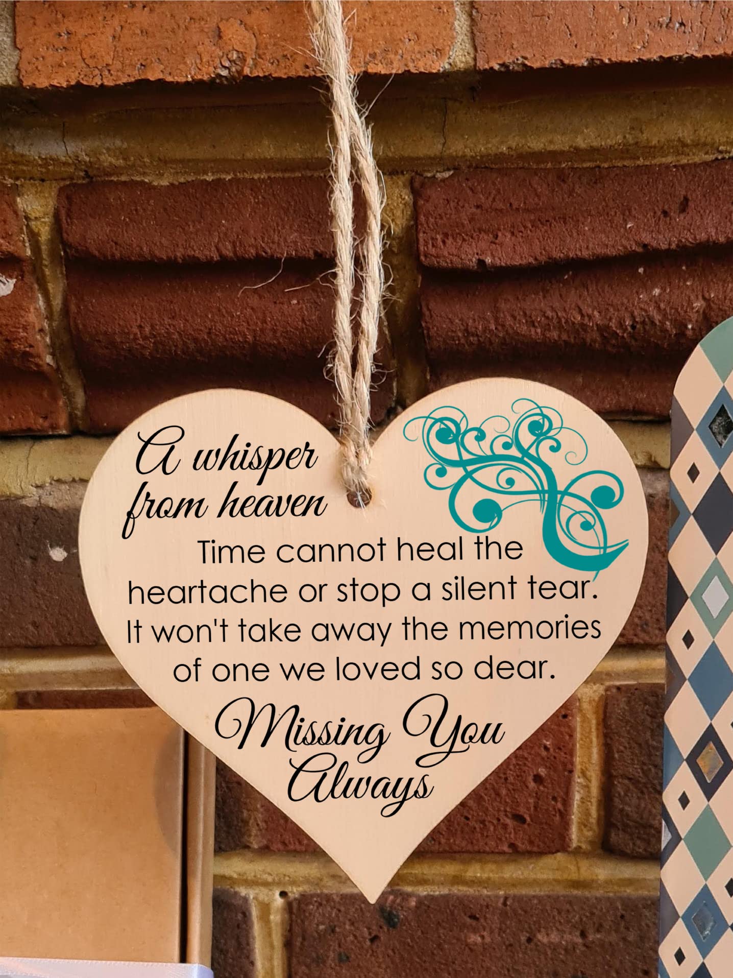 Handmade Wooden Hanging Heart Plaque Gift to Remember Lost Loved Ones