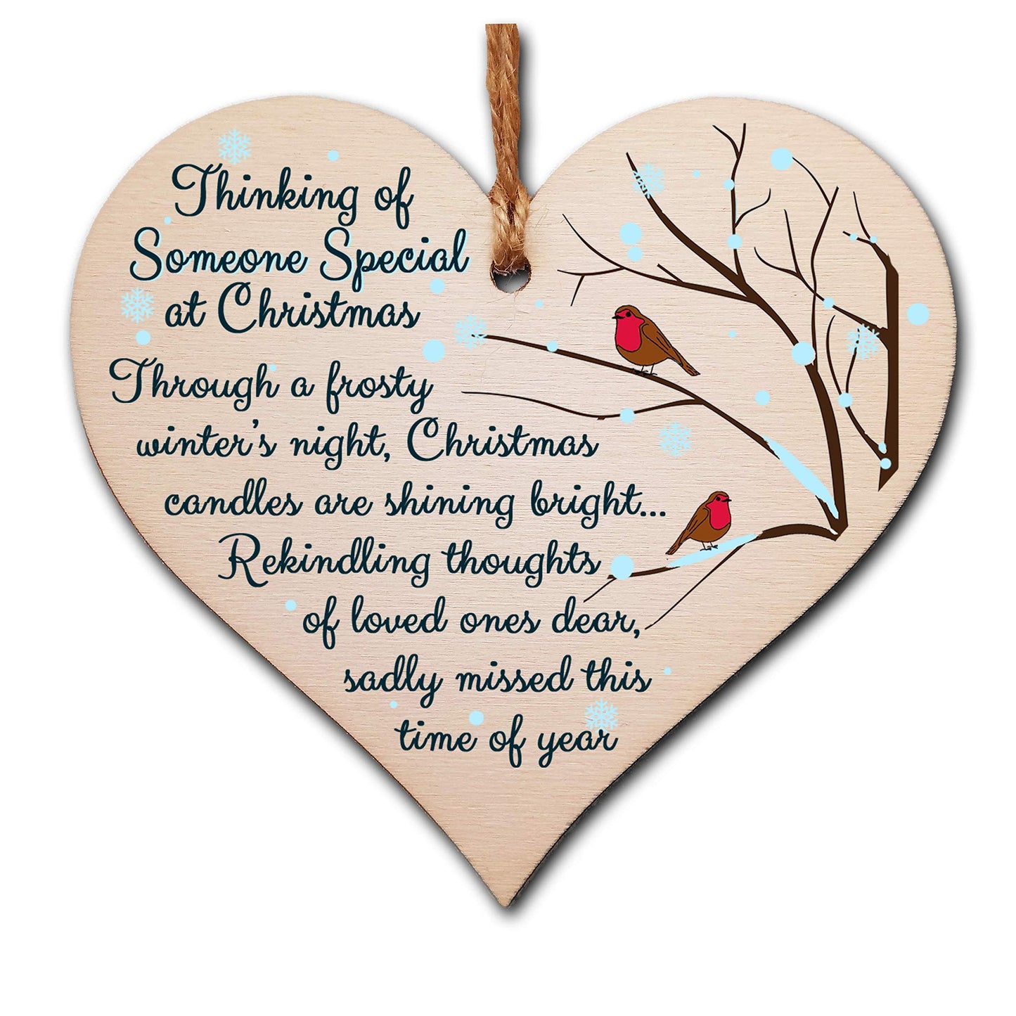 The Plum Penguin Handmade Wooden Christmas Hanging Heart Plaque Gift Thing of someone special sentimental missing you rememberance lost loved ones tree decoration