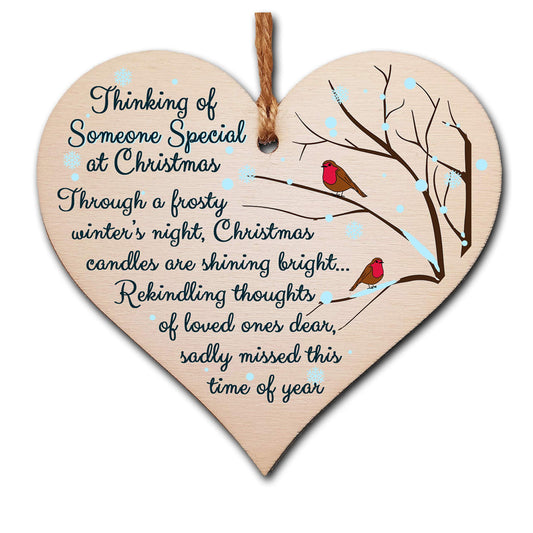 The Plum Penguin Handmade Wooden Christmas Hanging Heart Plaque Gift Thing of someone special sentimental missing you rememberance lost loved ones tree decoration