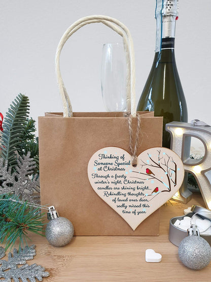 The Plum Penguin Handmade Wooden Christmas Hanging Heart Plaque Gift Thing of someone special sentimental missing you rememberance lost loved ones tree decoration