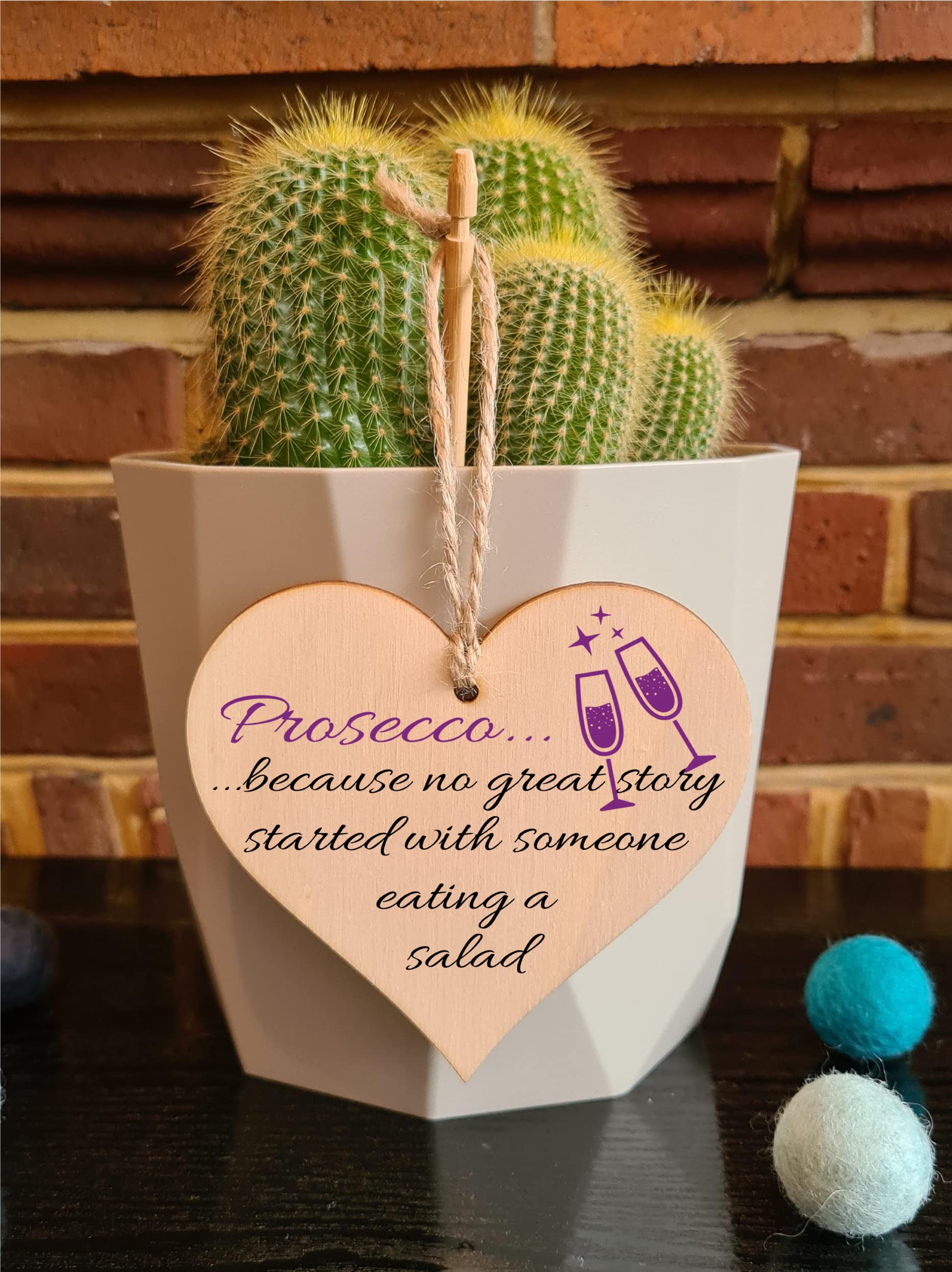 Handmade Wooden Hanging Heart Plaque Gift Perfect for Prosecco Lovers Novelty Funny Keepsake
