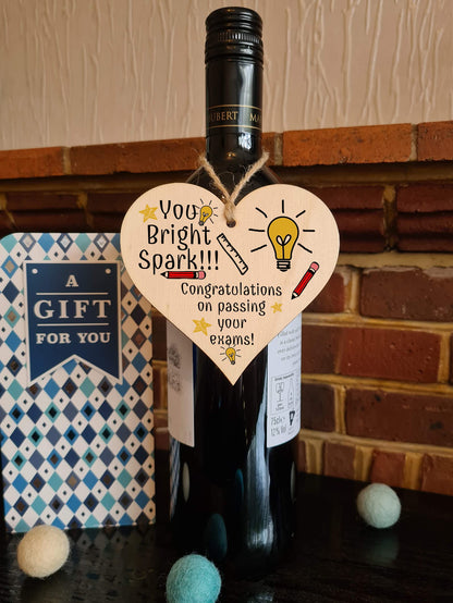 Handmade Wooden Hanging Heart Plaque Gift Well done on Passing Your Exams Congratulations Graduation Keepsake