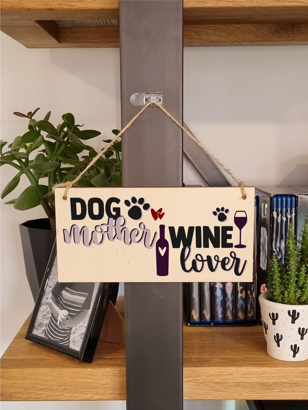 The Plum Penguin Dog Mother Wine Lover Funny Novelty Handmade Wooden Hanging Wall Plaque Gift Home Bar Pet Lover Gift Sign Decoration