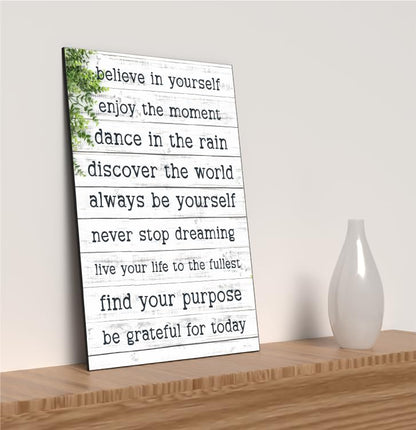 Motivational Wall Art Sign Plaque Inspire Every Day Vibrant Print Daily Affirmation A4 Wooden Home Décor Uplifting Decoration