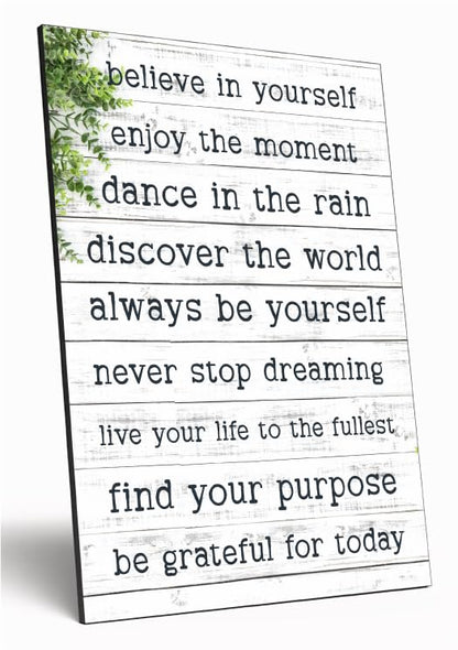 Motivational Wall Art Sign Plaque Inspire Every Day Vibrant Print Daily Affirmation A4 Wooden Home Décor Uplifting Decoration