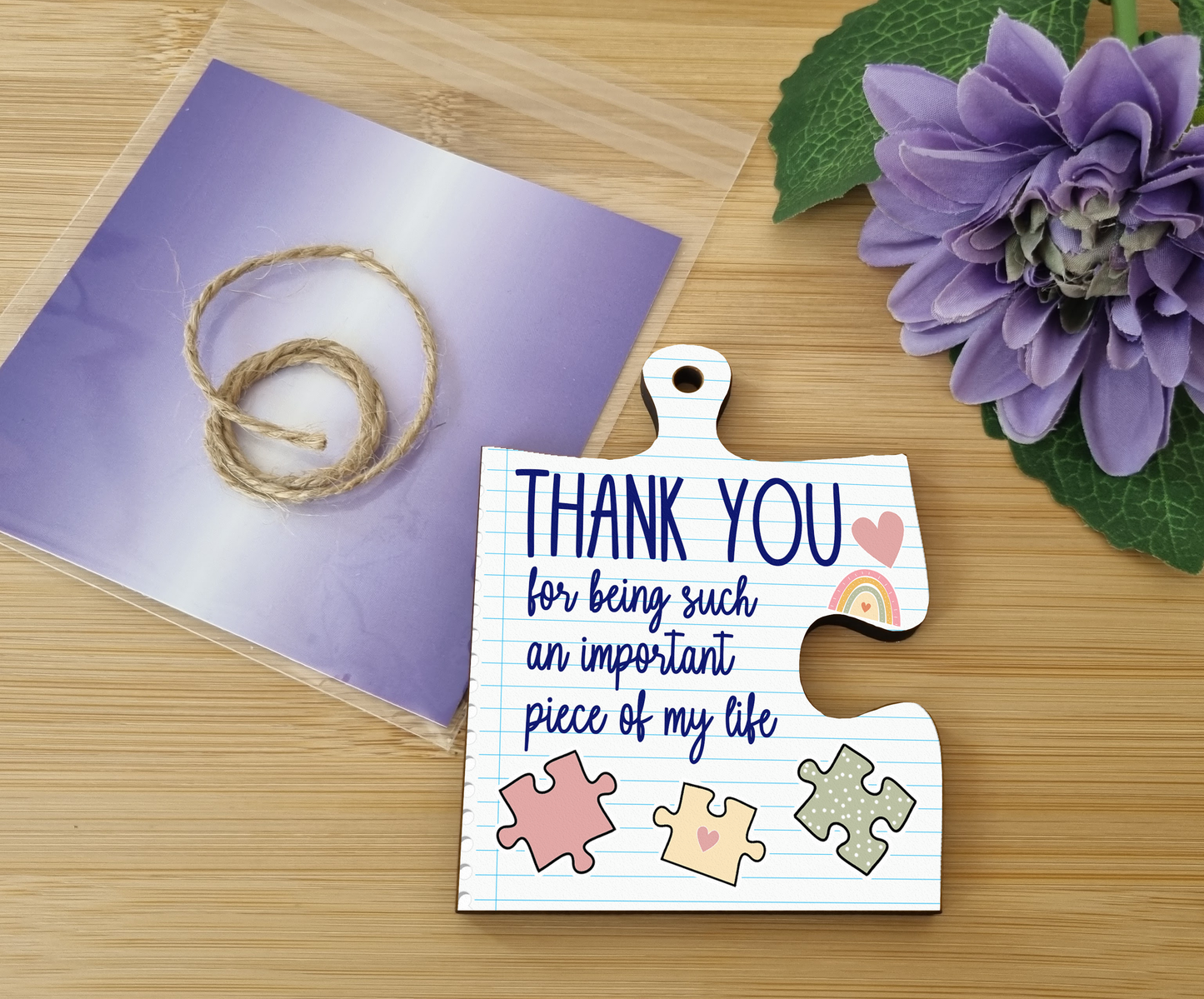 Thank You Important Piece of my Life Jigsaw Puzzle Shaped Notepad Style Decorative Hanging Plaque Sign Friendship Gift for Teacher