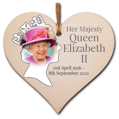 Queen Elizabeth II 1926-2022 Memorial Keepsake in Remembrance Her Majesty RIP Profile Handmade Wooden Hanging Wall Plaque