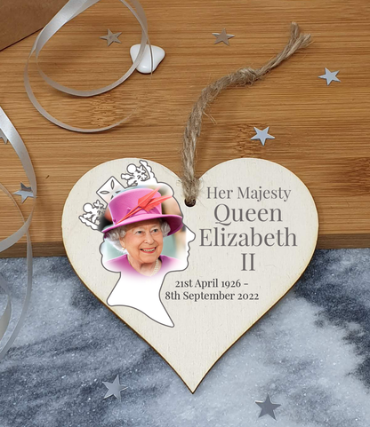 Queen Elizabeth II 1926-2022 Memorial Keepsake in Remembrance Her Majesty RIP Profile Handmade Wooden Hanging Wall Plaque