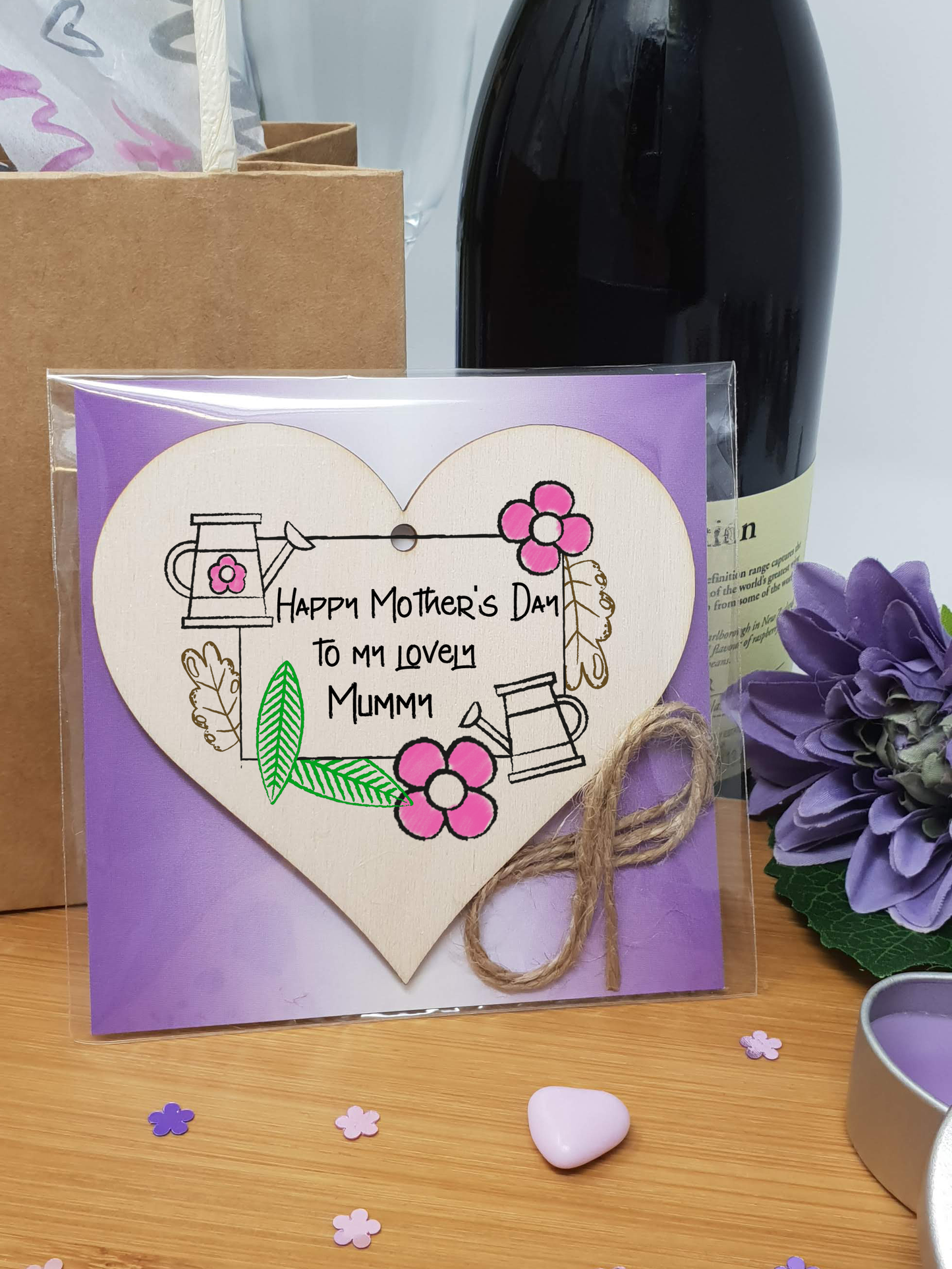Handmade Wooden Hanging Heart Plaque Mother's Day Gift perfect for lovely Mummys special keepsake card alternative from children gardening flowers wall hanger for special parent