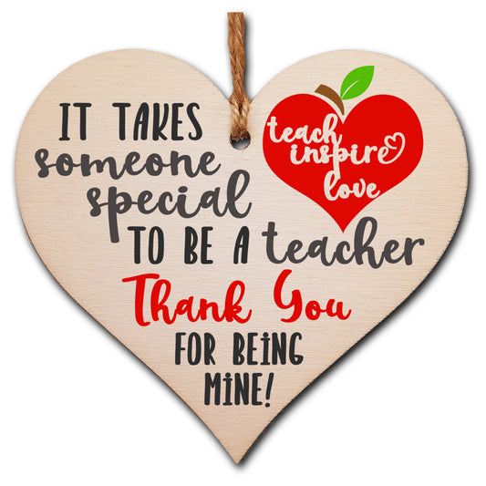 Someone Special to Be a Teacher Thank You Hanging Heart Wooden Decoration End of Term Gift Card Alternative