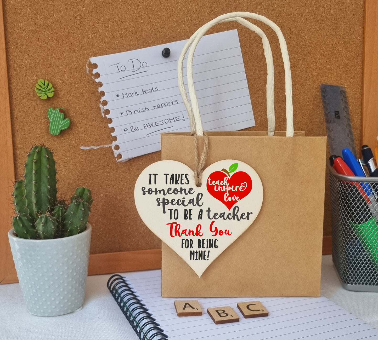 Someone Special to Be a Teacher Thank You Hanging Heart Wooden Decoration End of Term Gift Card Alternative