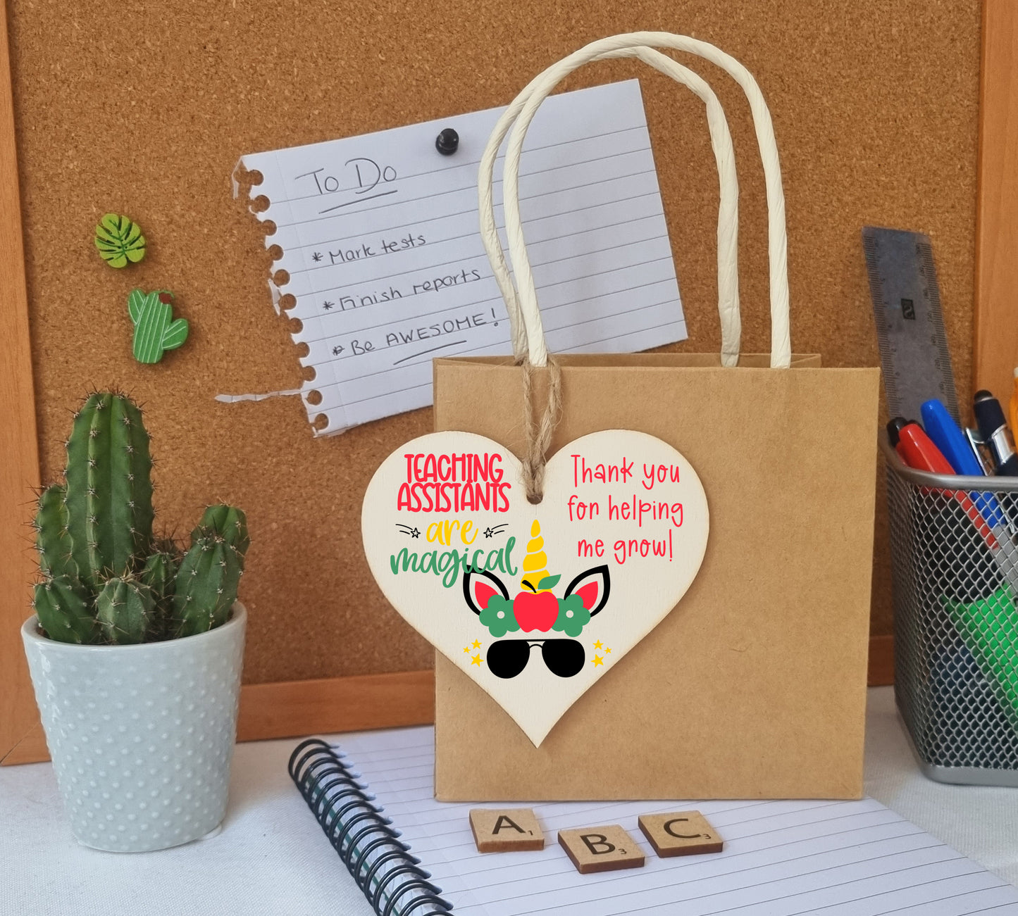 Teaching Assistants Are Magical Unicorn Thank You Hanging Heart Wooden Decoration End of Term Gift Card Alternative