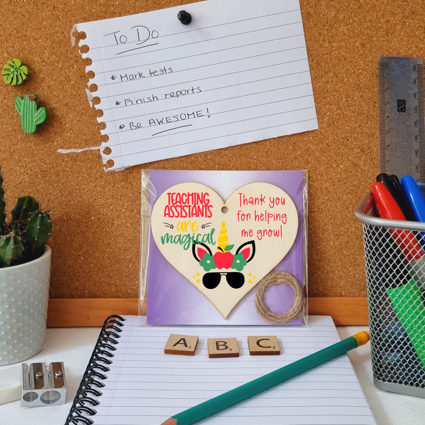Teaching Assistants Are Magical Unicorn Thank You Hanging Heart Wooden Decoration End of Term Gift Card Alternative