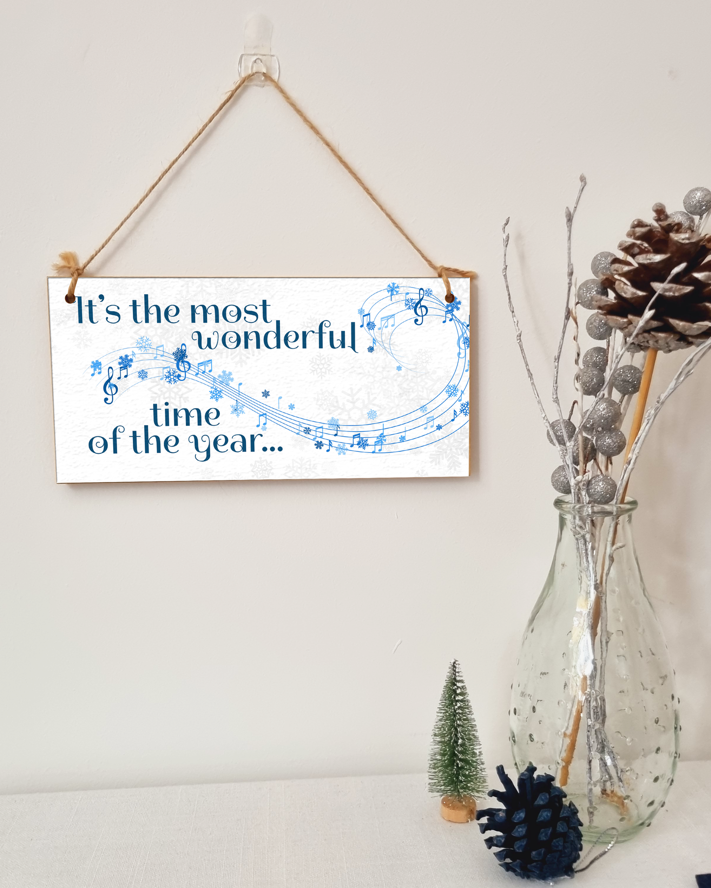 Most Wonderful Time of the Year Christmas Decorative Sign Carols Songs Musical Handmade Wooden Hanging Wall Plaque Gift