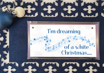I'm Dreaming of a White Christmas Decorative Xmas Sign Carols Songs Musical Handmade Wooden Hanging Wall Plaque Gift
