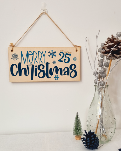 Merry Christmas Decorative Xmas Sign Modern Saying Handmade Wooden Hanging Wall Plaque Gift Decoration Home