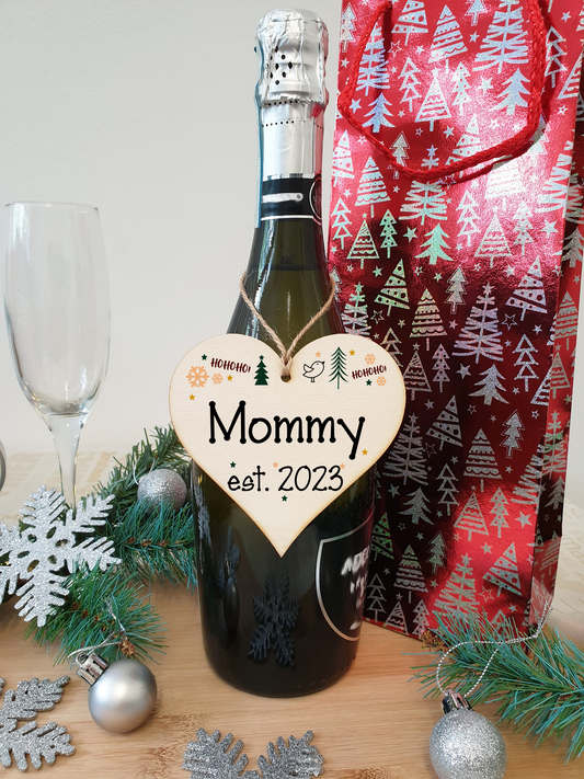 Handmade Christmas Hanging Wooden Heart Plaque Decoration Gift perfect mommys parents newborns 2022