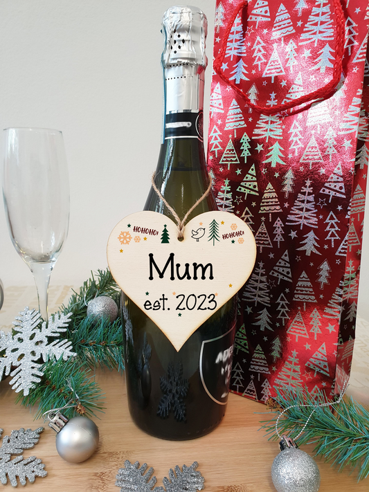 Handmade Christmas Hanging Wooden Heart Plaque Decoration Gift perfect mums parents newborns 2022