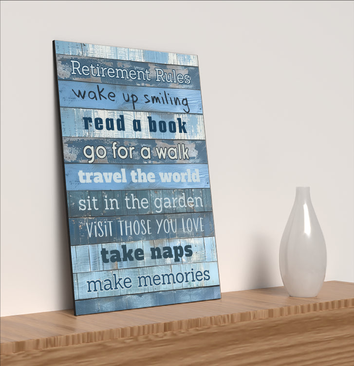 Motivational Wall Art Sign Plaque Inspire Every Day Vibrant Print Retirement Rules A4 Wooden Home Decor Uplifting Decoration