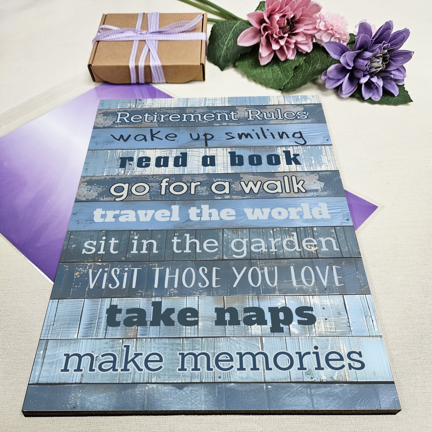Motivational Wall Art Sign Plaque Inspire Every Day Vibrant Print Retirement Rules A4 Wooden Home Decor Uplifting Decoration